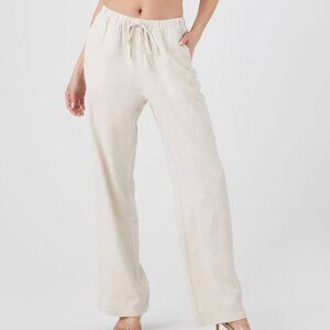 Forever 21 Linen Blend Wide Leg Pants in Beige, Size M